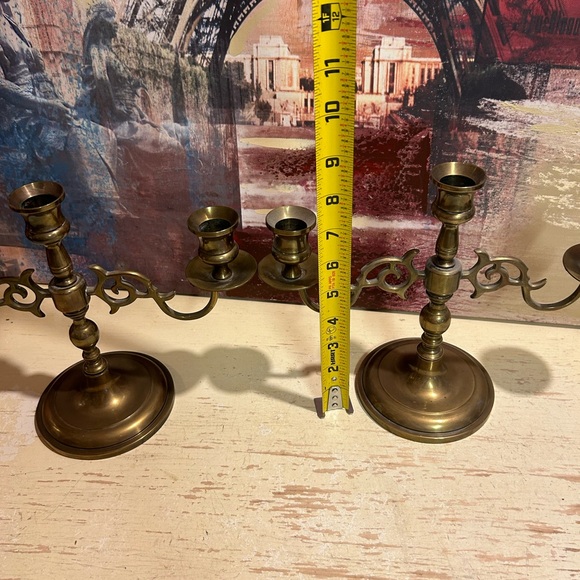 Vintage Solid Brass Brass 3 Arm Candelabra set - Picture 10 of 12